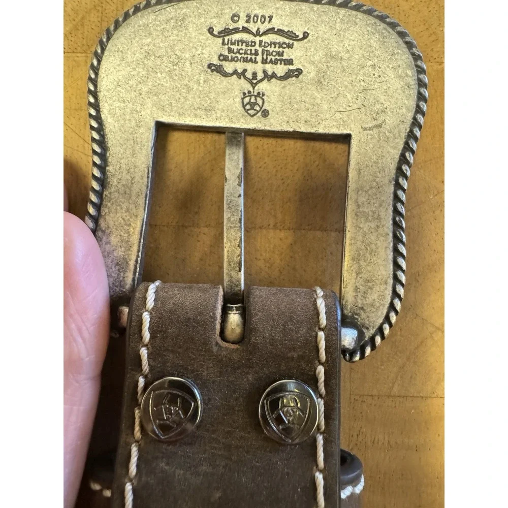 Ariat Men's Leather belt So 34 Brighton Limited Edition‎ Buckle 2007 Western